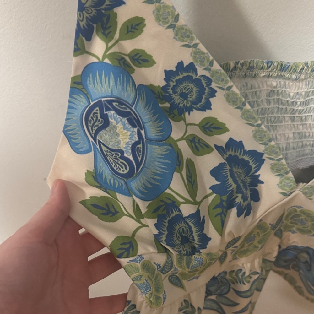 Floral Blue & Green Peplum Cami Top - Picture 3 of 3